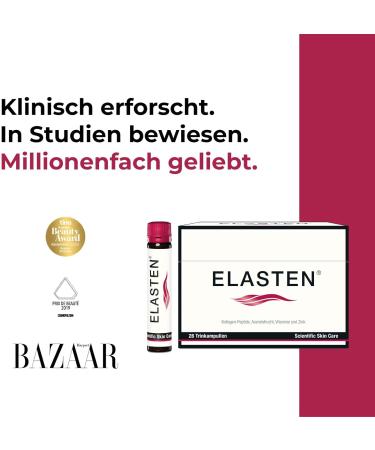 Elasten Collagen Drink - Original Study-Tested Formula for Youthful Skin | 28 Anti-Wrinkle Ampoules - No. 1 Pharmacy Choice - Buy Online on GoSupps.com