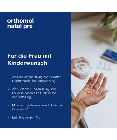 Orthomol Natal Pre for Women | Fertility Support with Vitamin B12 Folic Acid & Zinc - 90 Capsules - Buy Online on GoSupps.com