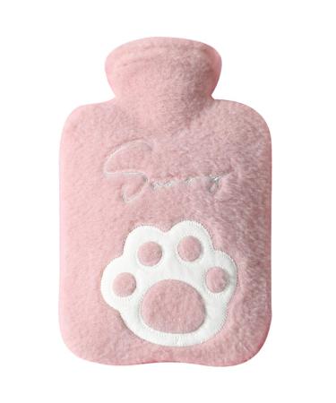 Dlandz hot water bottle hot water bottle bag with plush cover portable warmer pocket 1-liter rubber warm heating bag for hand feet belly warmer hand foot warmer