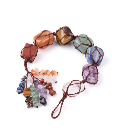 7 Chakras Healing Crystals Natural Gemstones Spiritual Gifts for Women Polished Tumbled Stones Positive Energy Spiritual Meditation Hanging Ornament/Window Ornament/Feng Shui (Healing Crystals-01)
