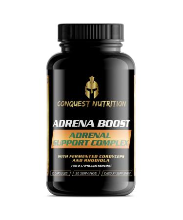 Adrena Boost Adrenal Support Complex - Help Maintain Healthy Energy & Stress Levels. Cordyceps, Eleuthero, Rhodiola, Chlorella, Burdock, Bromelain, Japanese Knotwood - 60 Veggie Capsules