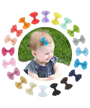 2" Mini Hair Bow Grosgrain Ribbon Hair Bows with Alligator Clips for Baby Girls Toddlers Kids(20colors)