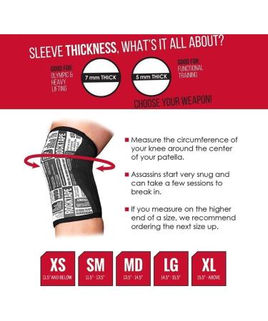 Assassin 7mm Knee Compression Sleeves for Weightlifting & Training - Black (Large) - Reduce Strain & Swelling (2 Sleeves) - Buy Online on GoSupps.com