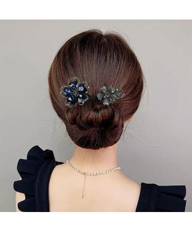 LONGLUAN Rhinestone Flower Hair Clip Elegant Lazy Hair Curler Elegant Meatball Head Hair Anti-Slip Hairpins Reusable Spiral Hair Braid Braiding Clips DIY Hair Styling Accessories (Green) - Buy Online on GoSupps.com