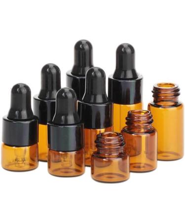 24 Mini Amber Glass Essential Oil Drip Bottles with Black Rubber Caps - Perfect for Cosmetics Perfume & Sample Liquid Storage (1ml) - Buy Online on GoSupps.com