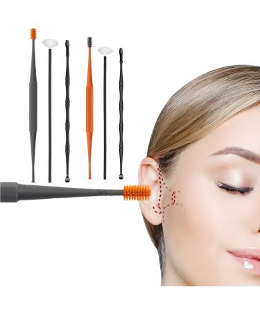 6 Pcs Ear Pick Earwax Removal Plastic Ear Clean Tool Reusable Double-Headed Ear Wax Removal Tool Soft Silicone Ear Wax Removal Tool Safe Ear Wax Removal Cleaning Tool Older(Orange+Grey)