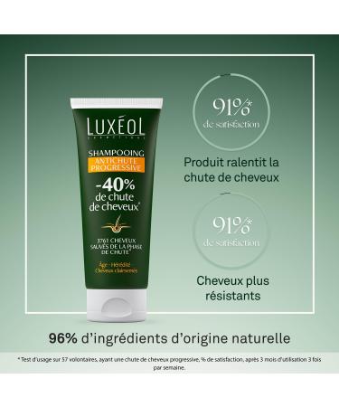 Lux ol - Shampooing Antichute Progressive - R duit Chute De Cheveux de 40%* - ge H r dit Cheveux Clairsem s - 96% Ingr dients Origine Naturelle - Volume & R sistance - Fabriqu En France - 200ml - Buy Online on GoSupps.com