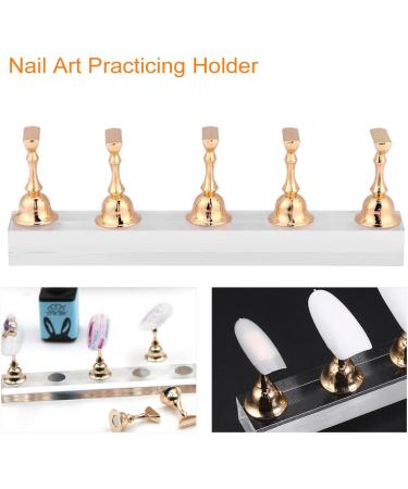 Nail Tips Stand Holders False Nail Display Stand Holder Set Nail Art Practice Holder Gold Magnetic Nail Showing Shelf - Buy Online on GoSupps.com