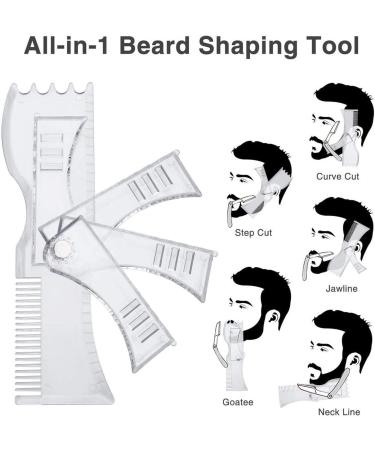 Huaxingda Beard Alignment Tool | Transparent Non-Slip Stencil & Razor - Perfect Mustache & Beard Grooming Kit - Buy Online on GoSupps.com