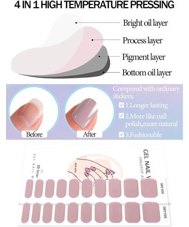 Kalolary Gel Nail Polish Strips Nail Gel Art Sticker Waterproof Full Nail Wraps Decal Sets with Nail File and Stick for Women Girls Nail Art Decor (UV/LED Lamp Required) Nude Pink - Buy Online on GoSupps.com