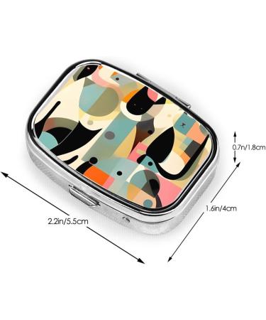 Mid-Century Modern Art Cat Pill Box | 2 Compartment Travel Organizer | Cute Small Pill Case for Purse | Unique Gifts for Cat Lovers - Buy Online on GoSupps.com