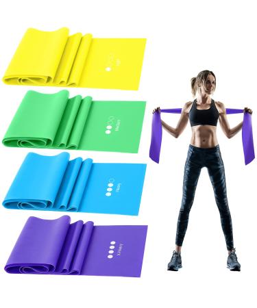 GIEMIT Resistance Bands Set TPE Elastic Bands with 4 Resistance Levels Exercise Bands Workout Resistance Bands Set for Recovery Physical Therapy Fitness Yoga Pilates Rehab Strength Training