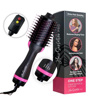 Blow Dryer Brush 4 in 1 Styling Tools with ION Generator and Ceramic Coating for Fast Drying Hair Types Pink