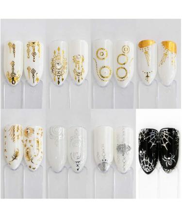Fodattm 30 Sheet Silver and Gold 3D Design DIY Nail Decoration Tools Water Transfer Decals Slider Tip Nail Art Stickers Stencil Decals Stamping - Buy Online on GoSupps.com