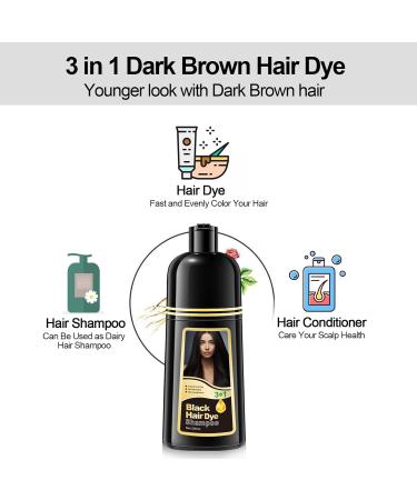 Black Hair Dye Shampoo - Instant Gray Hair Coverage | 3-in-1 Herbal Color Shampoo for Men & Women | Long Lasting 500ml - Buy Online on GoSupps.com