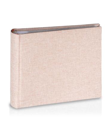Linen Photo Album for 6x4 Photos - Sturdy & Long Lasting Photobook with 100 Easy to Use Slip in Picture Pockets | Book Bound Fotoalbum with Extra Space for Notes | Gift Idea for Family & Friends 100 Pictures Soft Pink