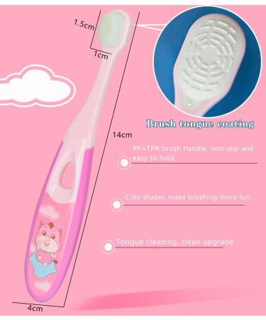2-Pack Toddler Training Toothbrush Set | Soft Nano Bristles, Tongue Cleaner | Ages 0-2 Years | Pink - Buy Online on GoSupps.com