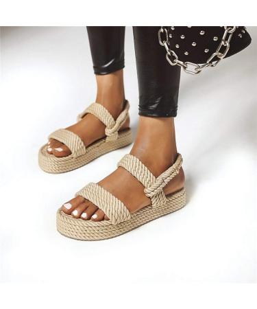 Summer Flat Sandals for Women - Comfortable Rope Beach Shoes & Wedge Flip Flops (Size 5.5) - Buy Online on GoSupps.com