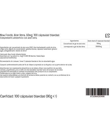 Now Foods Aloe Vera Gels 100 Softgels | Highly Concentrated, Lab-Tested, Gluten-Free & Soy-Free - Buy Online on GoSupps.com