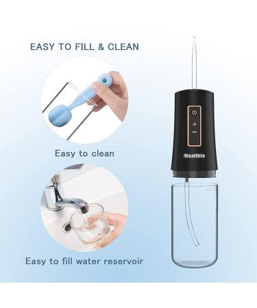 IHealthia Rechargeable Water Flosser Teeth Cleaner - Portable Cordless Dental Oral Irrigator | 3 Modes, 4 Nozzles | Waterproof for Home & Travel - Matte Black - Buy Online on GoSupps.com