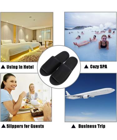 Portable Travel Foldable Slippers Open Toe Hotel Spa Slippers Cotton Non-Disposable Guests Slippers Business Trip Flight Slippers with Pouch Indoor House Shoes Anti-Skid Footwear Fit Men and Women 6.5 UK Black - Buy Online on GoSupps.com