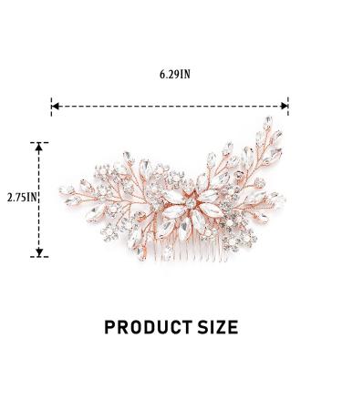 Catery Rose Gold Flower Crystal Bridal Hair Comb & Pearl Side Combs - Elegant Wedding Accessories - Buy Online on GoSupps.com
