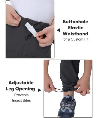 Boys Quick Dry Convertible Cargo Pants - Dark Gray | UPF 50+ Water Resistant Outdoor Hiking Pants - Size 14 Years - Buy Online on GoSupps.com