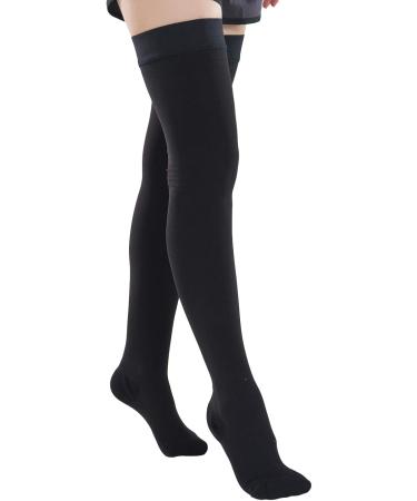 DERCLIVE Compression Stockings for Thighs - 23-32 mmHg Dotted Silicone Socks for Improved Blood Circulation - Black - Soft & Comfortable - Buy Online on GoSupps.com
