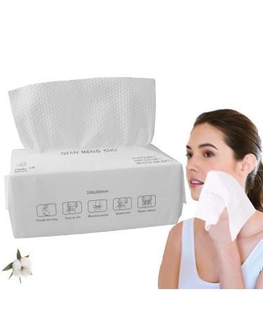 SWR disposable face towel Sensitive Skin Washing Towel MakeupTowel Lint Free Facial Tissue Cloth Thick Makeup Removing 100% Plant Based Fiber 100 Count 1.0 Count