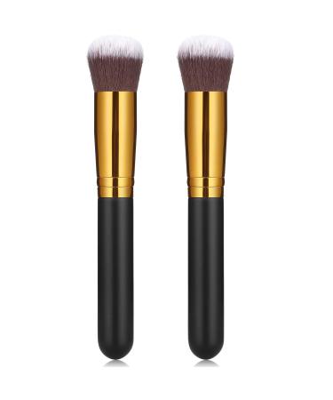 2 Pack Self Tanner Brush Kabuki Foundation Brush Large Sunless Tanning Face Brush Easily Apply Self Tanner to Face and Blend Areas for Men Women (Round Head)