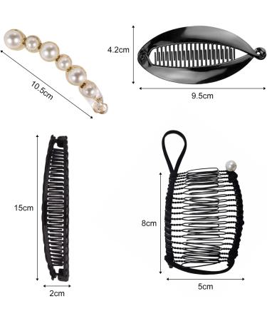 4 Pieces Banana Hair Clips Double Comb Banana Clips Fishtail Banana Clips Pearl Banana Clips Clincher Combs Banana Clips Vintage Hair Clip Accessories Headwear DIY Hairstyles for Thick Hair. - Buy Online on GoSupps.com