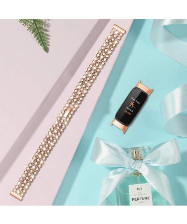 KangPlus Metal Strap Compatible with Fitbit Luxe Fashion Slim Stainless Steel Wristbands Metal Watch Straps Accessories Adjustable 5.5-8.0 inch for Women Girl - Rose Gold - Buy Online on GoSupps.com