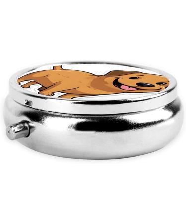 Funny Dachshund Dog Round Pill Box | 3 Compartment Mini Portable Travel Medicine Organizer - Buy Online on GoSupps.com