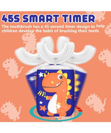 Kids Electric U-Shaped Ultrasonic Toothbrush - 2 Brush Heads, 6 Cleaning Modes, Cartoon Design - Birthday Gift (4-Orange) - Buy Online on GoSupps.com