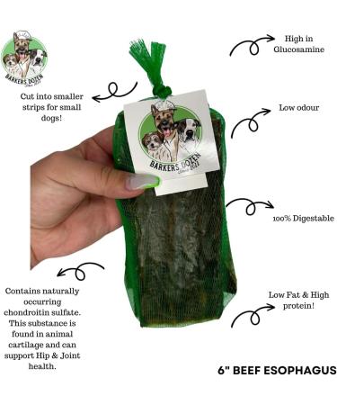 Barkers Dozen Natural Single Ingredient 6" Beef Esophagus Chew for Dogs Nutritious Low Odour: 10 Pack Dog Treats Fully digestible No additives or preservatives - Buy Online on GoSupps.com