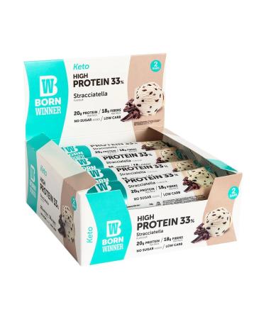 BornWinner Keto High Protein Bar Low Carb Stracciatella 31 percent protein content 18g fibers 20 g protein per bar 12x60g - Buy Online on GoSupps.com
