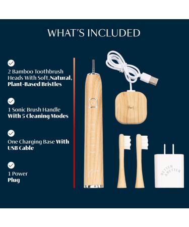 Better & Better Sonic Bamboo Electric Toothbrush for Adults - Rechargeable Plant-Based Bristles Soft Brush Heads 5 Modes Long Battery Life - Buy Online on GoSupps.com