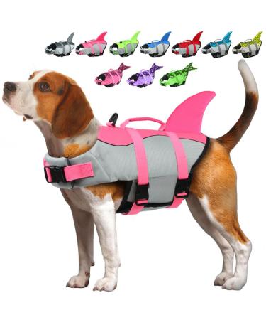Emust big dog vest dog swimming vests for swimming for small/medium -sized/large dogs with a rescue handle adjustable dog swimming vest for water by the pool beach boating (XL pink) XL Solid Pink