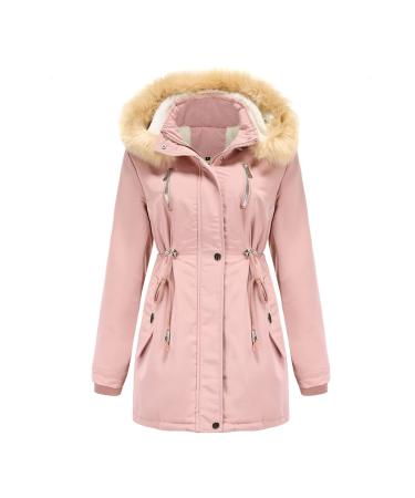 Women's coat winter jacket jacket parka transition jacket coat heat tantle heat jacket winter autumn long warm stand -up collar jacket women winter coat ladies long elegant coat ladies ragwear pink m