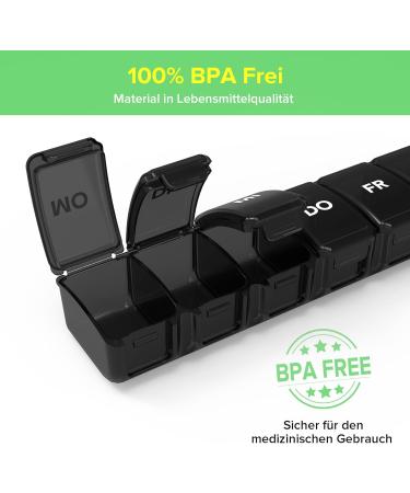 Buy Sukuos 7-Day Pill Box with 2 Compartments | Moisture-Resistant Medication Organizer (Black & White) International Shipping - Buy Online on GoSupps.com