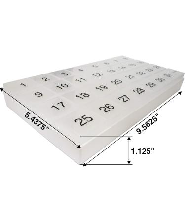 Monthly Pill Organizer - 31 Compartments 4-Week Full Month Planner with Tray & 8 Removable Compartments - Blue - Buy Online on GoSupps.com