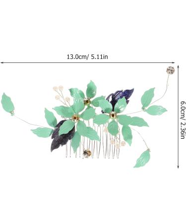 Uonlytech Comb Hair Comb Metal Flower Hair Comb Bride Wedding Hair Comb Crystal Wedding Hair Side Comb Rhinestone Bridal Hair Comb for Brides Women Girls(Green) Pearl Hair Rhinestone - Buy Online on GoSupps.com