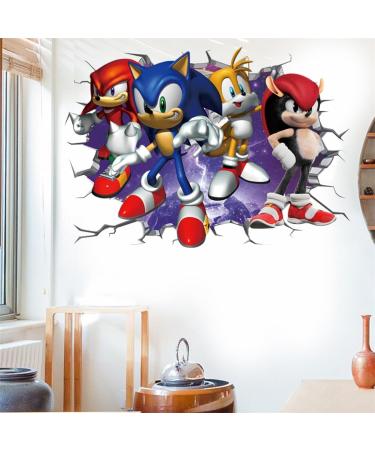 Speed Power Red Hedgehog Anime Cartoon Wall Stickers - 3D Breaking Wall Decals for Bedrooms - Wall Art Decor for Living Room - Buy Online on GoSupps.com