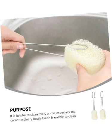 Solustre 4-Piece Cleaning Brush Set Bottle Kitchen Glass & Sponge Brushes with Long Handle & Stainless Steel Ball | International Shipping - Buy Online on GoSupps.com