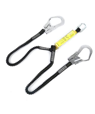 Fall protection climbing belt elastic double safety line with bandfall vapors and alloy steel carabiner hooks for outdoor tree climbing mountaineering rescue service - Buy Online on GoSupps.com