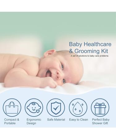 Joyeee Baby Grooming Kit 10PCS Newborn Care Set with Scissors & Finger Puppet - Blue | Portable Nursery Infants Kit for Travel & Home Use - Buy Online on GoSupps.com