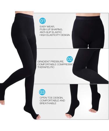 Shop Medical Compression Tights for Women | 20-30 mmHg Opaque Support Hose for Varicose Veins & Edema - XL Open Toe Black - Buy Online on GoSupps.com