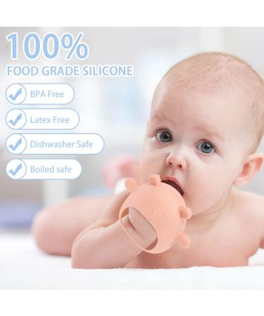 Bite Ring Baby Toys - 2 Pack Dental Aid for 0-12 Months | Glove Biting Toys Gifts for Newborns & Toddlers (Brown + Pink) - Buy Online on GoSupps.com