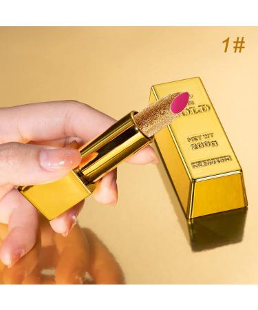 Shimmery Metallic Glitter Lipstick - Gold Bar Design | Long-Lasting & Waterproof Lip Makeup 3.5g - Buy Online on GoSupps.com