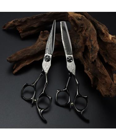 Hair Cutting Scissors 6 Inch Professional Damascus Steel Scissor Black Hair Scissors Haircut Thinning Barber Makas Cutting Shears Hairdressing Scissors Set - Buy Online on GoSupps.com